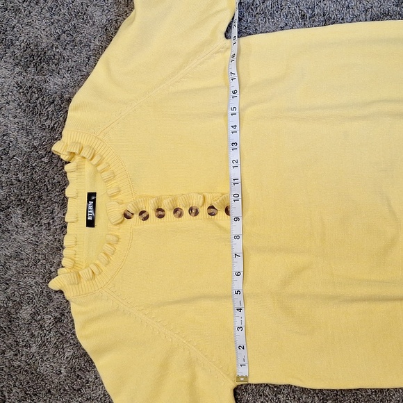 BTFBM pullover 1/4 button relaxed heavy sweater - ruffles - yellow - M - Picture 6 of 10